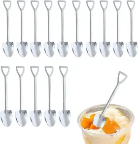 Spoons-a001 Kingsuper 15 Pcs Mini Shovel Spoons For Desserts 6 Inch Stainless Steel