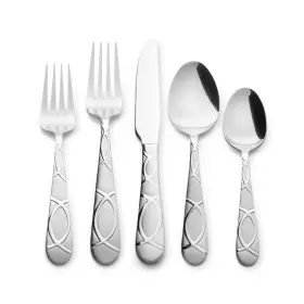 51731 Kitchinox Lily Frost 20pc Silverware Set 4 Stainless Steel Flatware Modern Dishwasher Safe