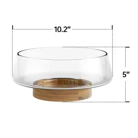 Kiteiscat 197644741649 Extra Large Glass Salad Bowl Set - Bowls For Party With Acacia Wood Bas #2