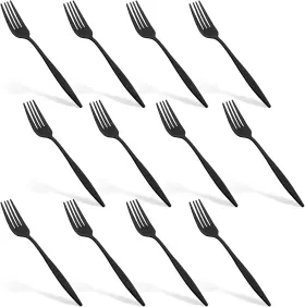 Kitware 313027672601 Black Dinner Forks Set Of 12 Silverware Food Grade Fork Stainless Steel