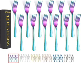 Kitware 313055814868 Rainbow Fork Set Of 12 Pieces Iridescent Silverware Salad Forks Stainless Stee Kitware 313055814868 Rainbow Fork Set Of 12 Pieces Iridescent Silverware Salad Forks Stainless Stee