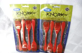 Knork 898495000878 8 Red Plastic Multifunction Forks Utensil Camping Special Needs New Nos