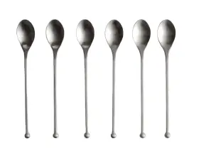 Knork 898495001516 Tea Modern Iced Teaspoon Cocktail 6 Piece Set Gloss