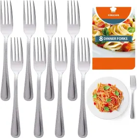 Kcrfp-10088 Kongchan 8-pack Stainless Steel Dinner Forks Set - 18/0 Grade Heavy Duty Cutlery Dishwas