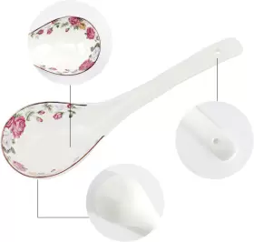 Kslong 696392218262 Big Porcelain Spoon Bone China Large Porridge Spoons White Ceramic Flatware Soup #3