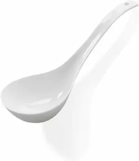 Kslong 763383496630 Pure White Ceramic Soup Ladle Spoon Bone China Big Spoons Heavy Duty Deep