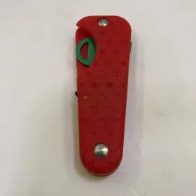 23502 Kuhn Rikon Used Strawberry Knife Destem Stem Tool Folding Green Red Blade