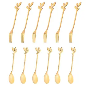 Kumoom 791571826181 12pack Stainless Steel Creative Coffee And Dessert Spoons 4.8 Inches Gold 3