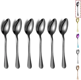 1010ts.b6 Kyraton 6 Pack Black Teaspoons 6.7in Stainless Steel Coffee Dessert Ice Cream Spoons
