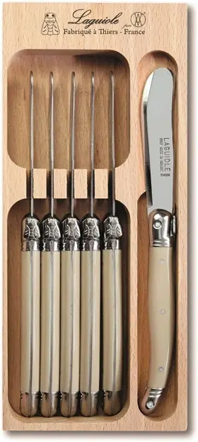 Av-70 Laguiole Set Of 6 Stainless Steel Butter Knives With Ivory