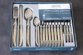 400052 Laguiole Production 24-piece Ivory Silverware Set With Forks Spoons And Knives For 6 Utensils