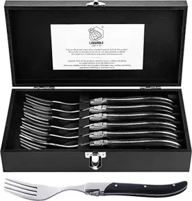 Laguiole Style De Vie 718719300084 Forks Luxury Line 6 Pieces Ebony Wood In Giftbox