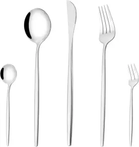 Laienlife 750139864218 Mirror Modern Flatware Set For 4 20-piece Stainless Steel 20 Piece Silver