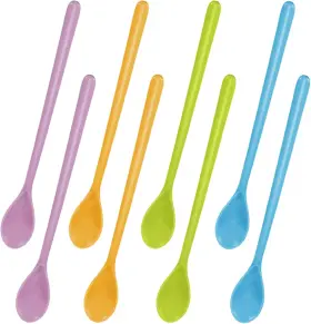 Lallisa 313018275255 8 Pcs 8.9 Inch Plastic Iced Tea Spoons With Long Handles Colorful Teaspoons