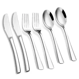 000409 Langmingde 6-piece Silverware Set Stainless Steel Flatware 8.26 Inches Silver