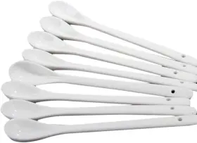 Lasenersm 739340570309 Set Of 4 White Long Handle Ceramic Spoons For Tea Coffee Ice Cream Cutlery Mixer