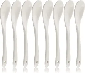 Leegg 445033223232 Porcelain Egg Spoons Ceramic Set Of 8 Tea Spoon Teaspoons For Coffee