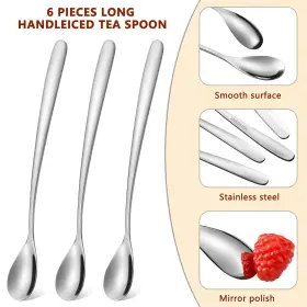Leegg 658358830604 Long Spoons 6 Pieces Stainless Steel Cocktail Stirrer Iced Teaspoon Mixing Sp #3