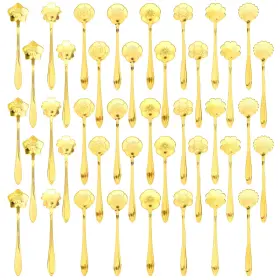 Am553929 Lemecima 40 Pcs Golden Cute Mini Dessert Spoons - Stainless Steel Sugar Stirring Teasp