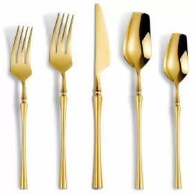 Lemeya 749965992080 20 Piece Gold Modern Silverware Set18/10 Stainless Steel Flatwareuniqu