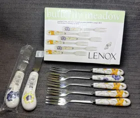 Lenox 194372001182 4 Butterfly Meadow Cocktail Forks And Cheese Dip 2 Spreaders