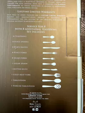 Lenox 65pc. French Perle 18/10 Stainless Steel 53pc. Flatware Set Service For 8 #3
