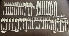 815486 Lenox Portola Stainless Steel Flatware Lot Of 61 Piece Spoon Fork Knife