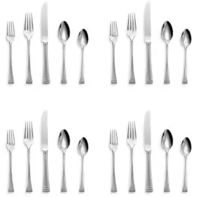 828373 Lenox Federal Platinum Frosted Flatware 20pc. Set Service For Four