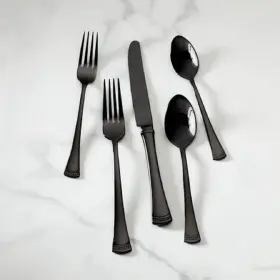 893677 Lenox Portola Black Stainless Steel 20-piece Flatware Set - New Other