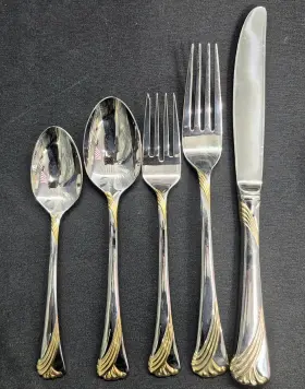 9810092 Lenox Stainless Flatware Kelly Gold 18/8 5 Piece Serving Set