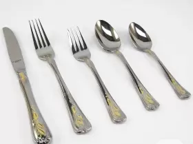 9836097 Lenox China Kirk Stieff Golden Holiday Xmas Flatware 5 Piece Place Setting For 4 #2