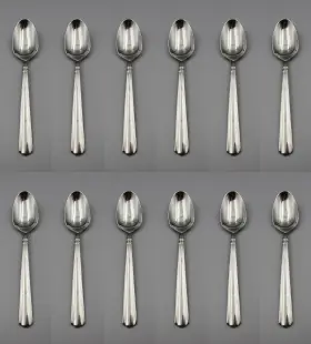 Plsx12 Lenox Amh/plsx12 Stainless Amber Hill Oval Soup / Place Spoons - Set Of Twelve