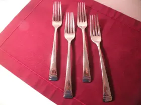 Lenox Fe/f2x4 Set Of 4 Dinner Forks Federal Platinum Glossy Stainless Steel 8 1/8 Inch B