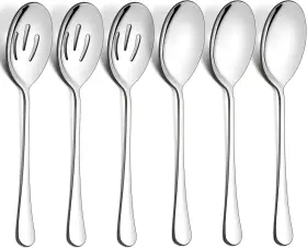 Lianyu 313104282228 6 Pack Serving Spoons Set Stainless Steel Large Slotted Buffet D