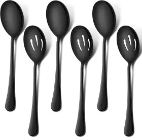 Cf-7z0m-west Lianyu 6-piece Black Serving Spoons Slotted Stainless Steel