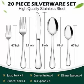 Ly20pfs Lianyu 20pc Harrington Flatware Set Silver - Threshold #2