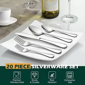 Ly20pfs Lianyu 20pc Harrington Flatware Set Silver - Threshold #3