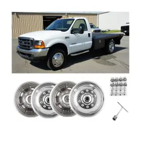Lifeinfinity 978564075373 Set Of 4pcs 19.5 Inch Polished Stainless Steel Dually Wheel Simulators Bolt On W