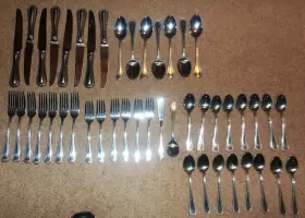 Lcu16 Lifetime Cutlery Stainless Flatware Beaded Lot Set 46 Pcs Knife Fork Spoon