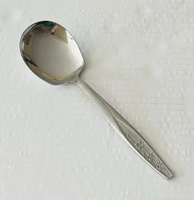 Lcu56 Lifetime Stainless Japan Casserole Spoon Glossy Floral Textured Handle