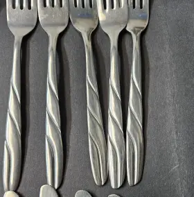 Lnm7 Linmark Lnm2 Stainless Japan Pattern Forks Knives Soup Spoons Twisted Lot Of 25 #2