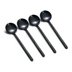 Linwin 821906806080 8 Pack 5.3 Inch Matte Black Mini Espresso Spoons Stainless Steel Dessert Coffee