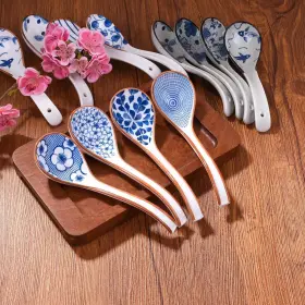 Lmrlcs 784121337954 Asian Large Tablespoons Set Of 4 Japanese And Korean Ceramic Soup Spoo #3