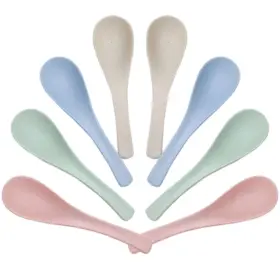 Lnrkai 444011937780 8 Pcs Plastic Spoon Dinner Spoons Portable Reusable Soup Multicol