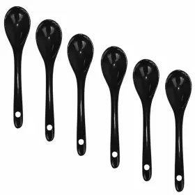 Lotatheta 670724453323 Black 6 Pcs Porcelain Egg Spoons Ceramic 4.7 Inch Coffee Dessert Yogur