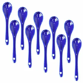 12c-1x10-b Lotatheta L-shaoz- Egg -12c-1x10-b Blue 10 Pcs Porcelain Spoons Ceramic 4.7 Inch Coffee Dessert Yogur