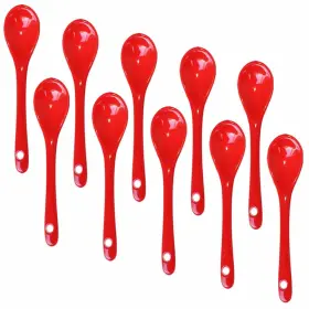 12c-1x10-r Lotatheta L-shaoz- Egg -12c-1x10-r Red 10 Pcs Porcelain Spoons Ceramic 4.7 Inch Coffee Dessert Yogurt