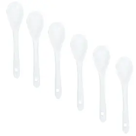 12c-1x6-w Lotatheta L-shaoz- Egg -12c-1x6-w White 6 Pcs Porcelain Spoons Ceramic 4.7 Inch Coffee Dessert Yogur