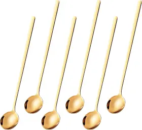 Kfs-6 Luckjoy 6 Pcs 6.7 Inches Coffee Spoons Teaspoons Long Handle Iced 6pcs Gold