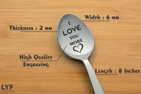 Lyf Collection 720163311804 I Love You More -stamped Stainless Steel- Tea Coffee Dessert And Soup Spoon - R #2